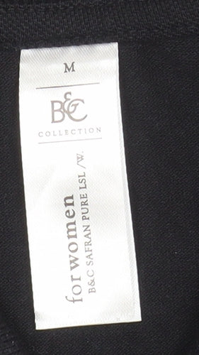 B&C Collection Women's Black Long Sleeve Cotton Polo Top M
