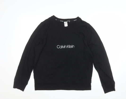 Calvin Klein Men's Black Logo Pullover Sweatshirt Size L Regular Fit