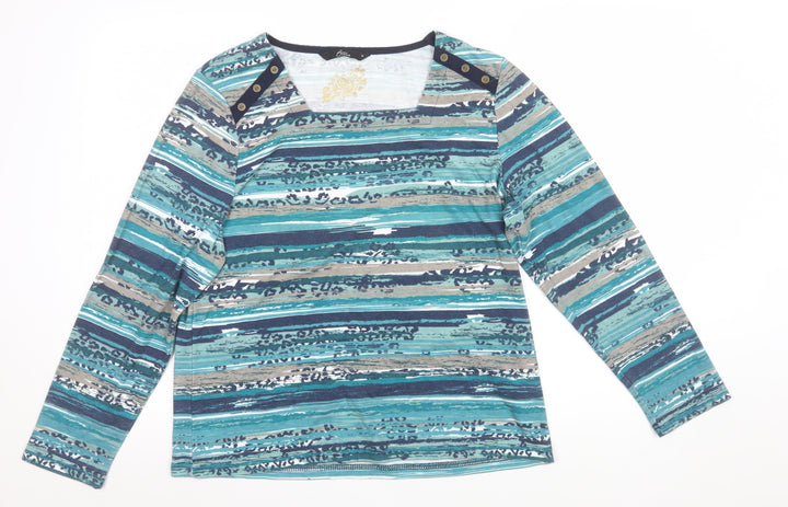 BM Casual Women's Multicoloured Stripe Long Sleeve Jersey T-Shirt Size M