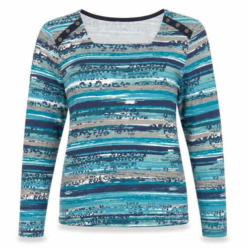 BM Casual Women's Multicoloured Stripe Long Sleeve Jersey T-Shirt Size M