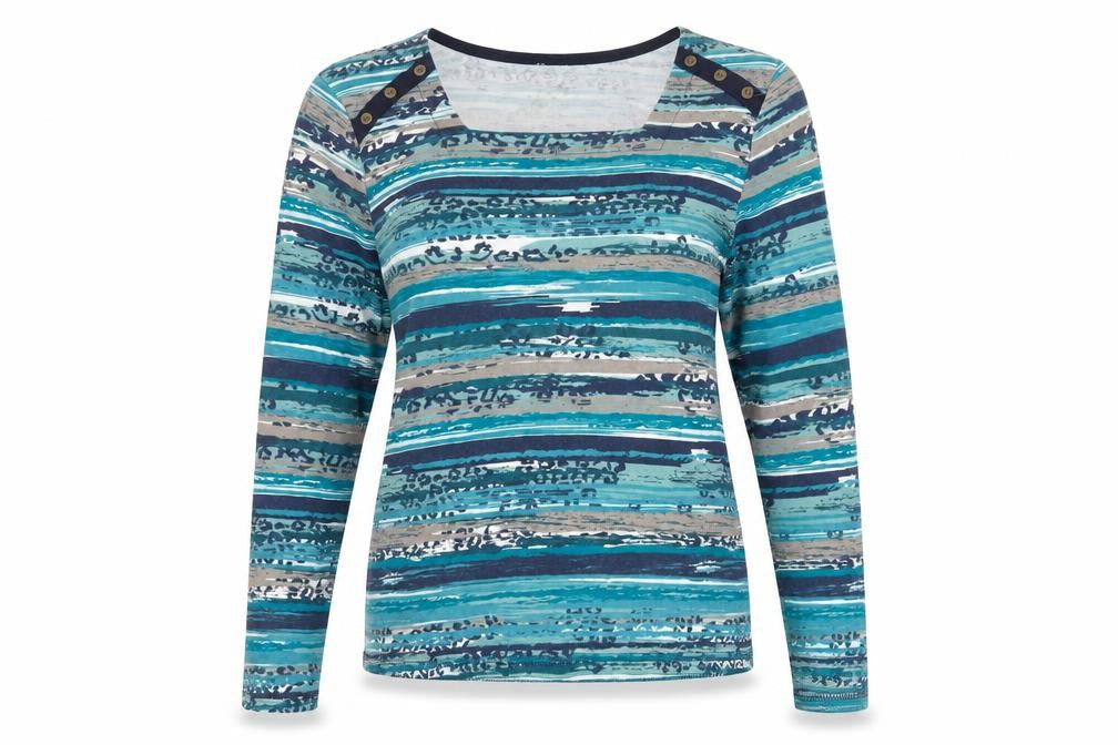 BM Casual Women's Multicoloured Stripe Long Sleeve Jersey T-Shirt Size M