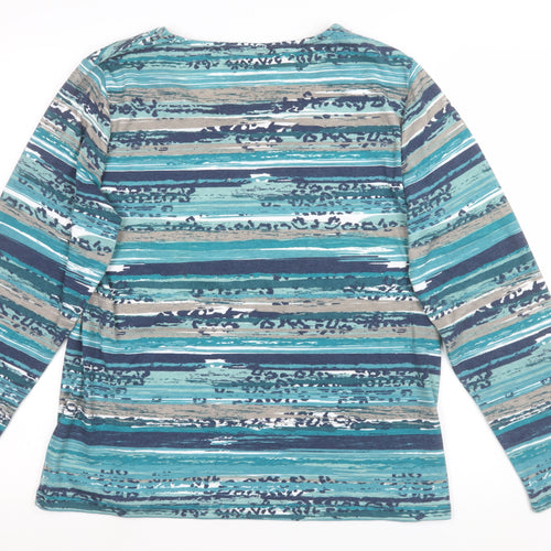 BM Casual Women's Multicoloured Stripe Long Sleeve Jersey T-Shirt Size M