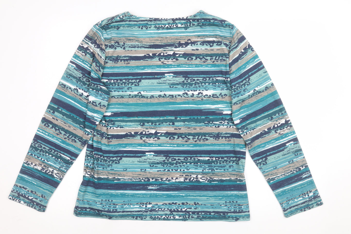 BM Casual Women's Multicoloured Stripe Long Sleeve Jersey T-Shirt Size M