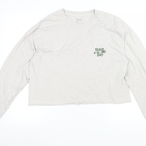 Urban Outfitters Womens White Cropped Long Sleeve T-Shirt Size S