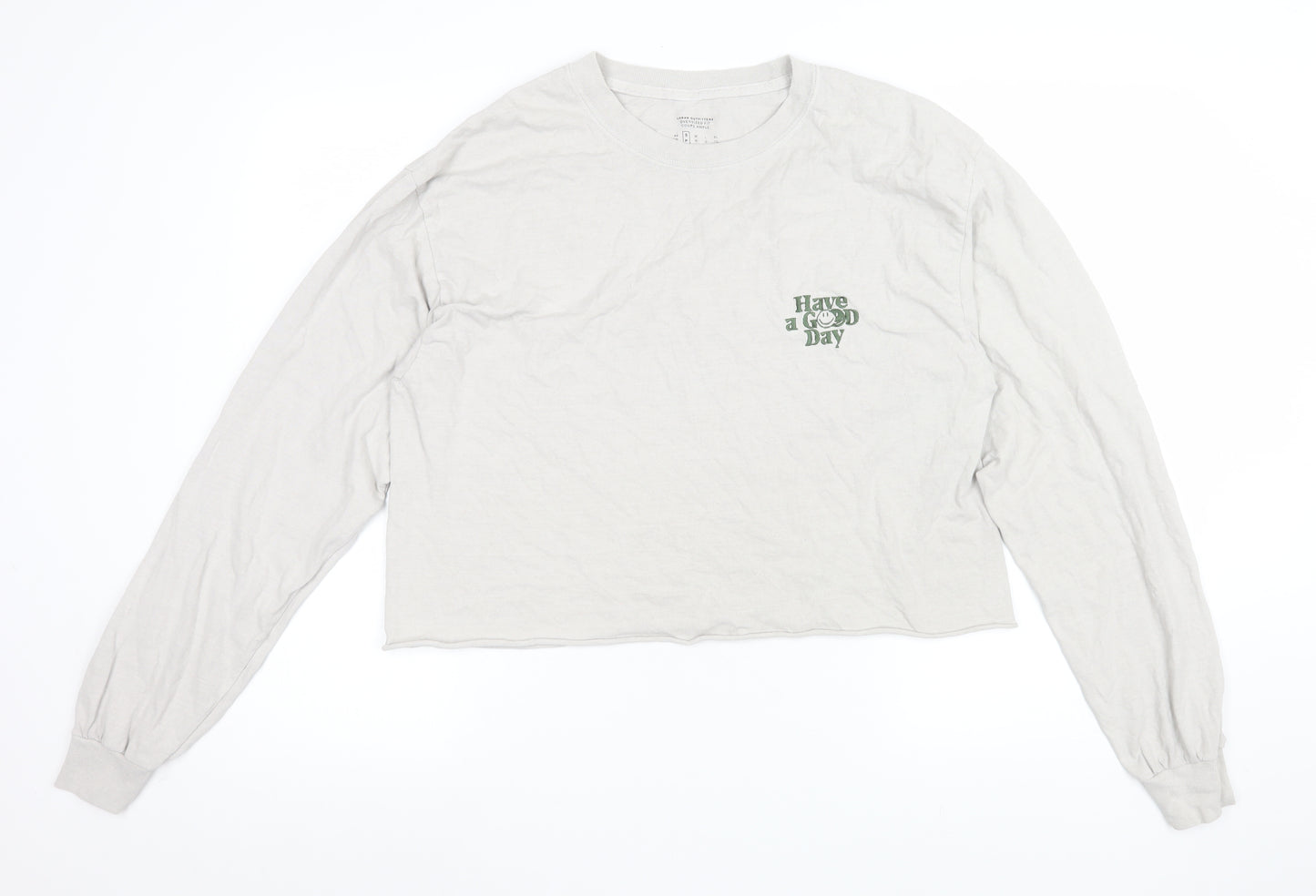 Urban Outfitters Womens White Cropped Long Sleeve T-Shirt Size S