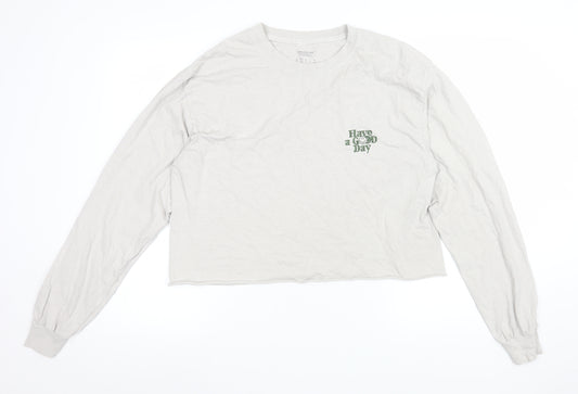 Urban Outfitters Womens White Cropped Long Sleeve T-Shirt Size S