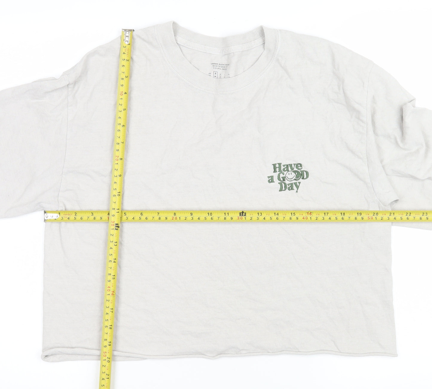 Urban Outfitters Womens White Cropped Long Sleeve T-Shirt Size S