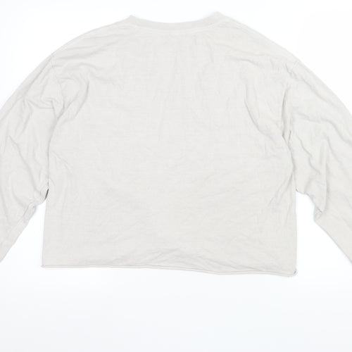 Urban Outfitters Womens White Cropped Long Sleeve T-Shirt Size S