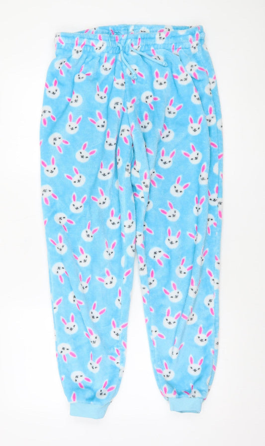 Savida Women Blue Bunny Fleece Pyjama Pants Size 12
