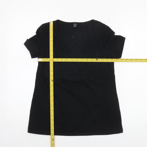 SHEIN Women's Black Size 8 Slim Fit V-Neck Wrap T-Shirt