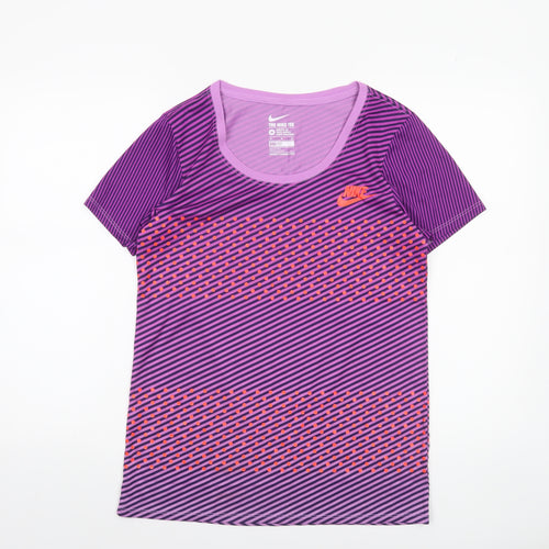 Nike Womens Purple Dri-FIT Athletic T-Shirt M Short Sleeve Top