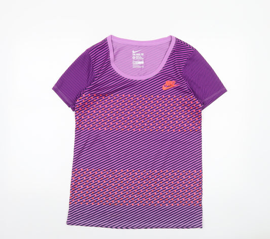 Nike Womens Purple Dri-FIT Athletic T-Shirt M Short Sleeve Top