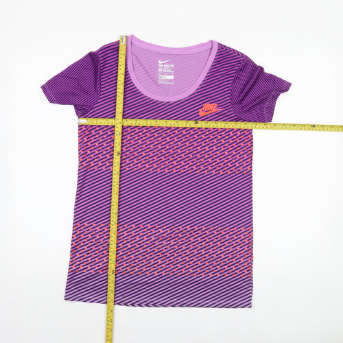 Nike Womens Purple Dri-FIT Athletic T-Shirt M Short Sleeve Top