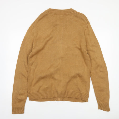 Coopers of Stortford Mens Beige Fair Isle Full Zip Jumper M