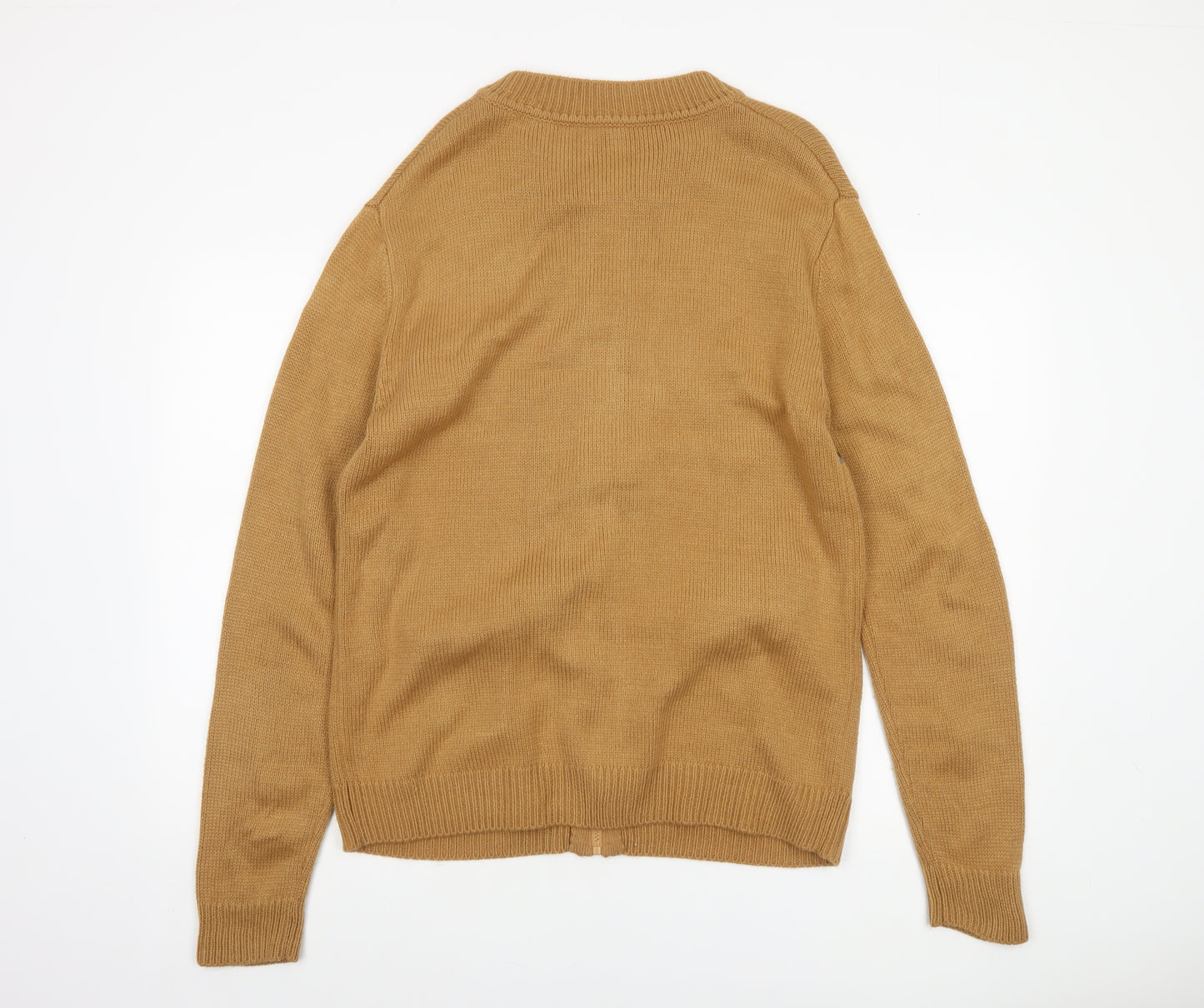 Coopers of Stortford Mens Beige Fair Isle Full Zip Jumper M
