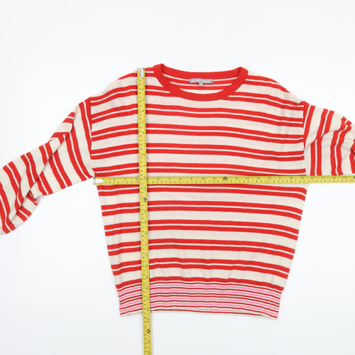 Oliver Bonas Women's Red Striped Knit Crew Neck Pullover Jumper Size 10
