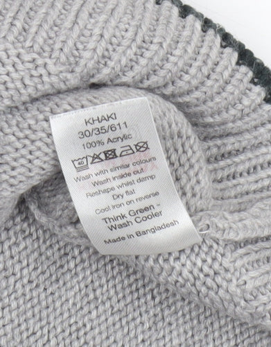 M&Co Boys Green Grey Dinosaur Jumper 2-3 Years Acrylic Knit Pullover