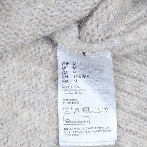 H&M Women Beige Roll Neck Chunky Knit Jumper Size M