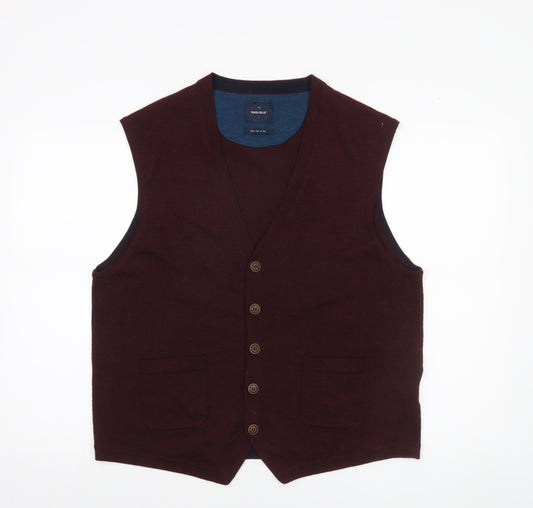 White Stuff Men's Brown Wool Sleeveless Vest Jumper 2XL