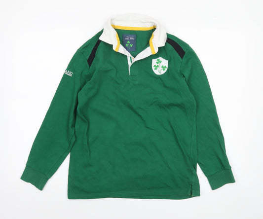 Authentic Originals Ireland Boys Green 13-14 Years Long Sleeve Rugby Polo Shirt