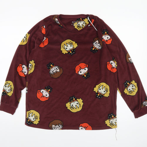 Harry Potter Women's Maroon Fleece Pyjama Top Size 10-12