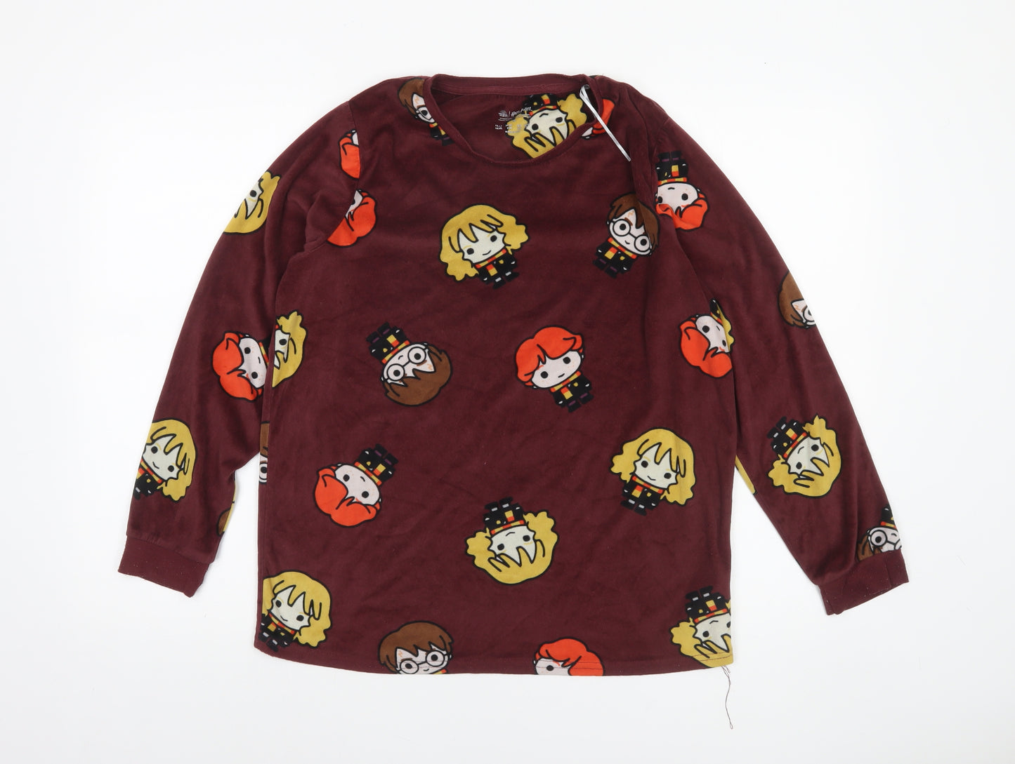 Harry Potter Women's Maroon Fleece Pyjama Top Size 10-12
