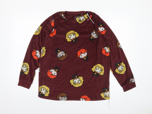 Harry Potter Women's Maroon Fleece Pyjama Top Size 10-12
