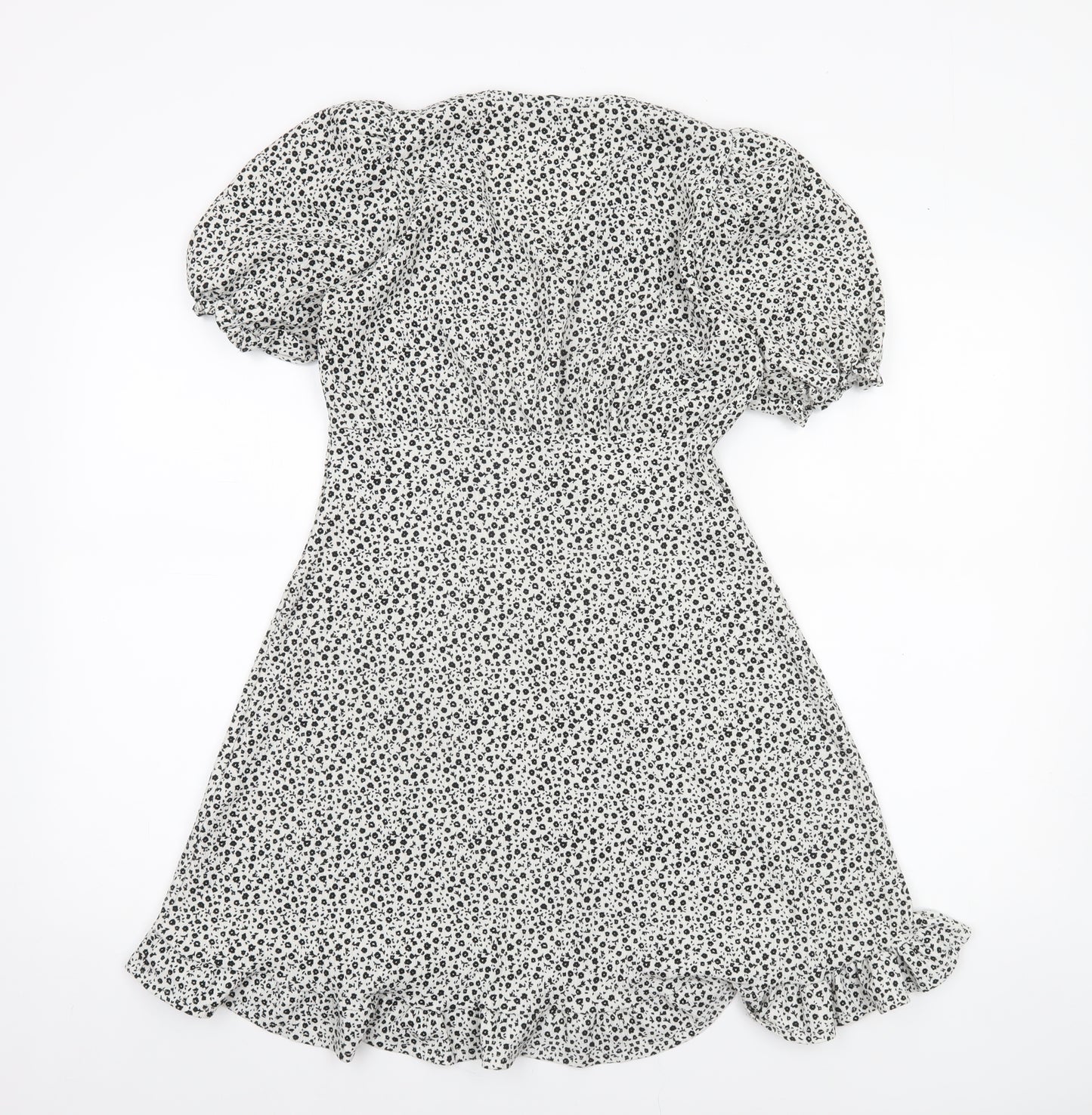 Dunnes Stores Womens White Floral Lace V-Neck Short A-Line Dress Size 10