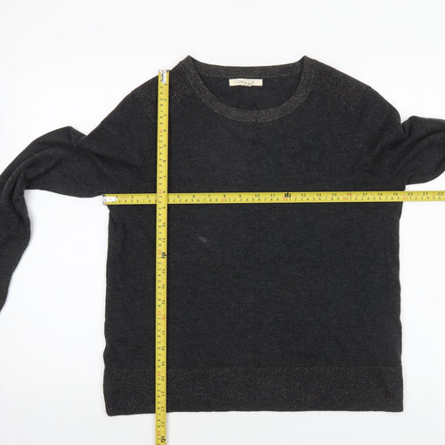 White Stuff Womens Black Cotton Blend Crew Neck Jumper Size 14