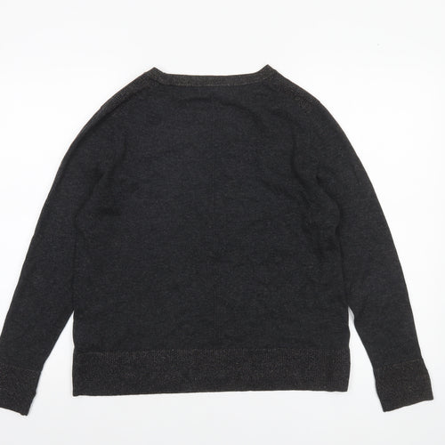 White Stuff Womens Black Cotton Blend Crew Neck Jumper Size 14