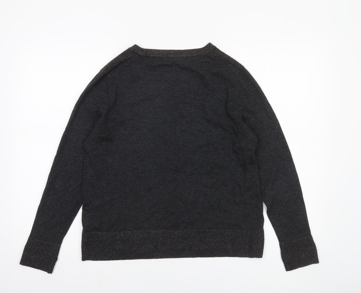 White Stuff Womens Black Cotton Blend Crew Neck Jumper Size 14