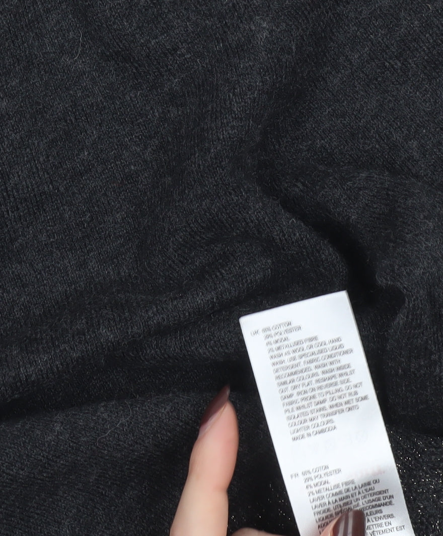 White Stuff Womens Black Cotton Blend Crew Neck Jumper Size 14