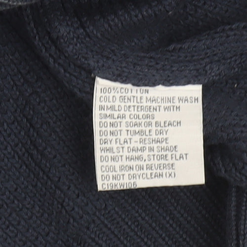 Connor Men's Blue Cotton Waffle Knit Crew Neck Jumper L