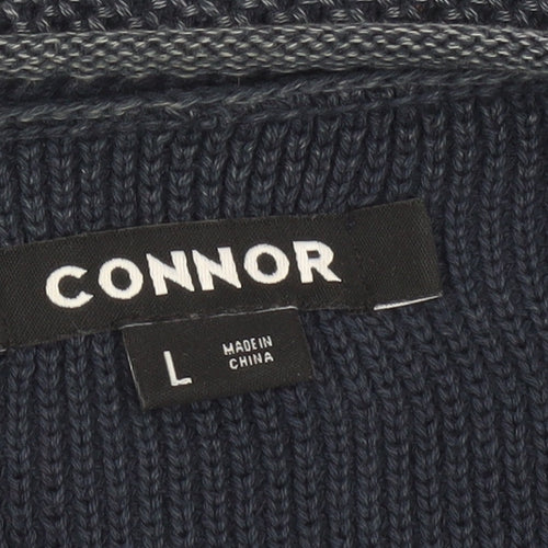 Connor Men's Blue Cotton Waffle Knit Crew Neck Jumper L