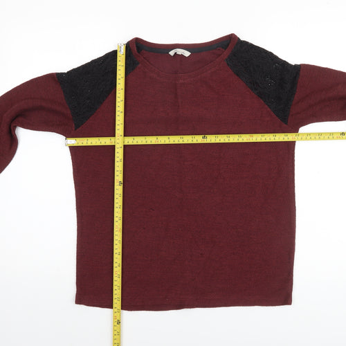 Peacocks Womens Red 3/4 Sleeve Knit Top Size 10