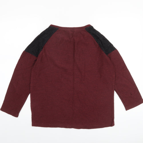 Peacocks Womens Red 3/4 Sleeve Knit Top Size 10