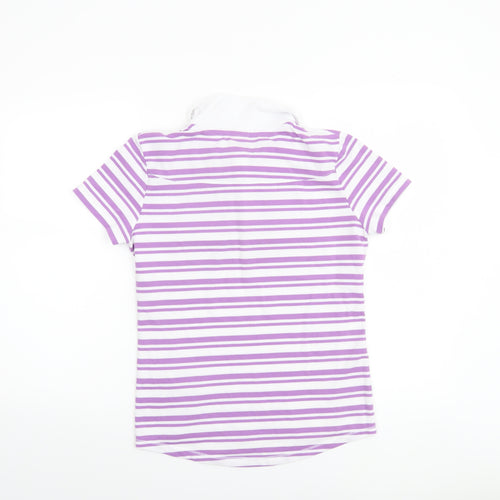 LA Gear Women’s Purple White Striped Polo Shirt Size 12 Cotton Blend
