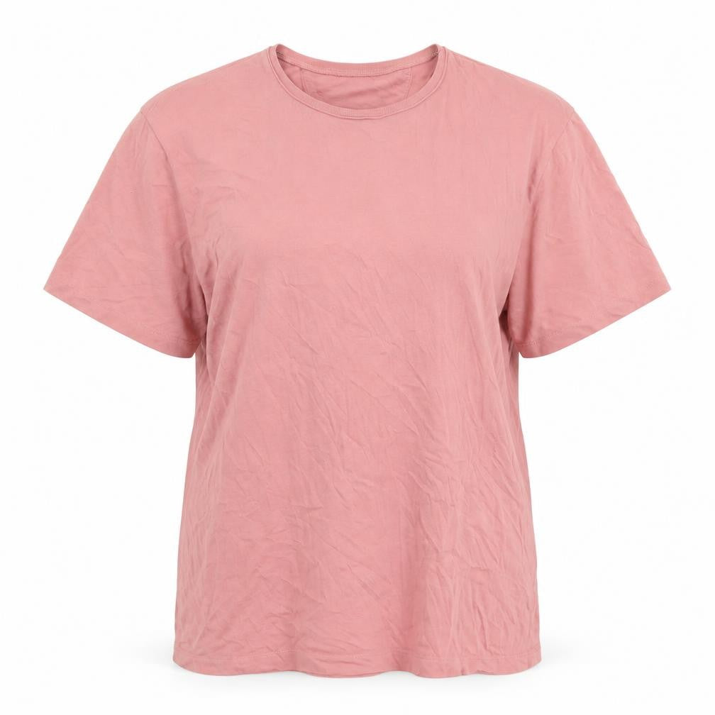 Front view of Zara Women Pink Cotton Basic Crew Neck T-Shirt, size 14