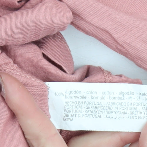 Zara Women Pink Cotton Basic Crew Neck T-Shirt Size 14