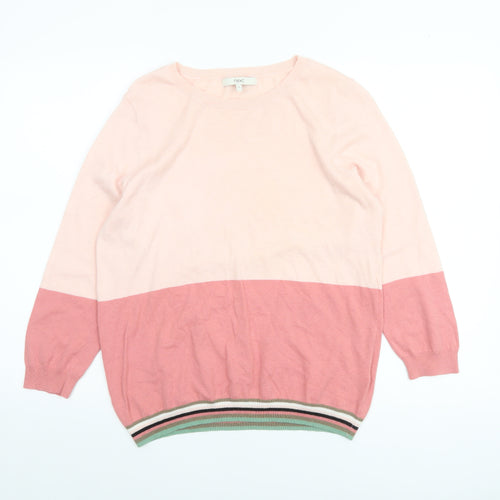 Next Women Pink Colour Block Crew Neck Jumper Size 14