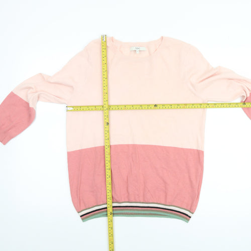 Next Women Pink Colour Block Crew Neck Jumper Size 14