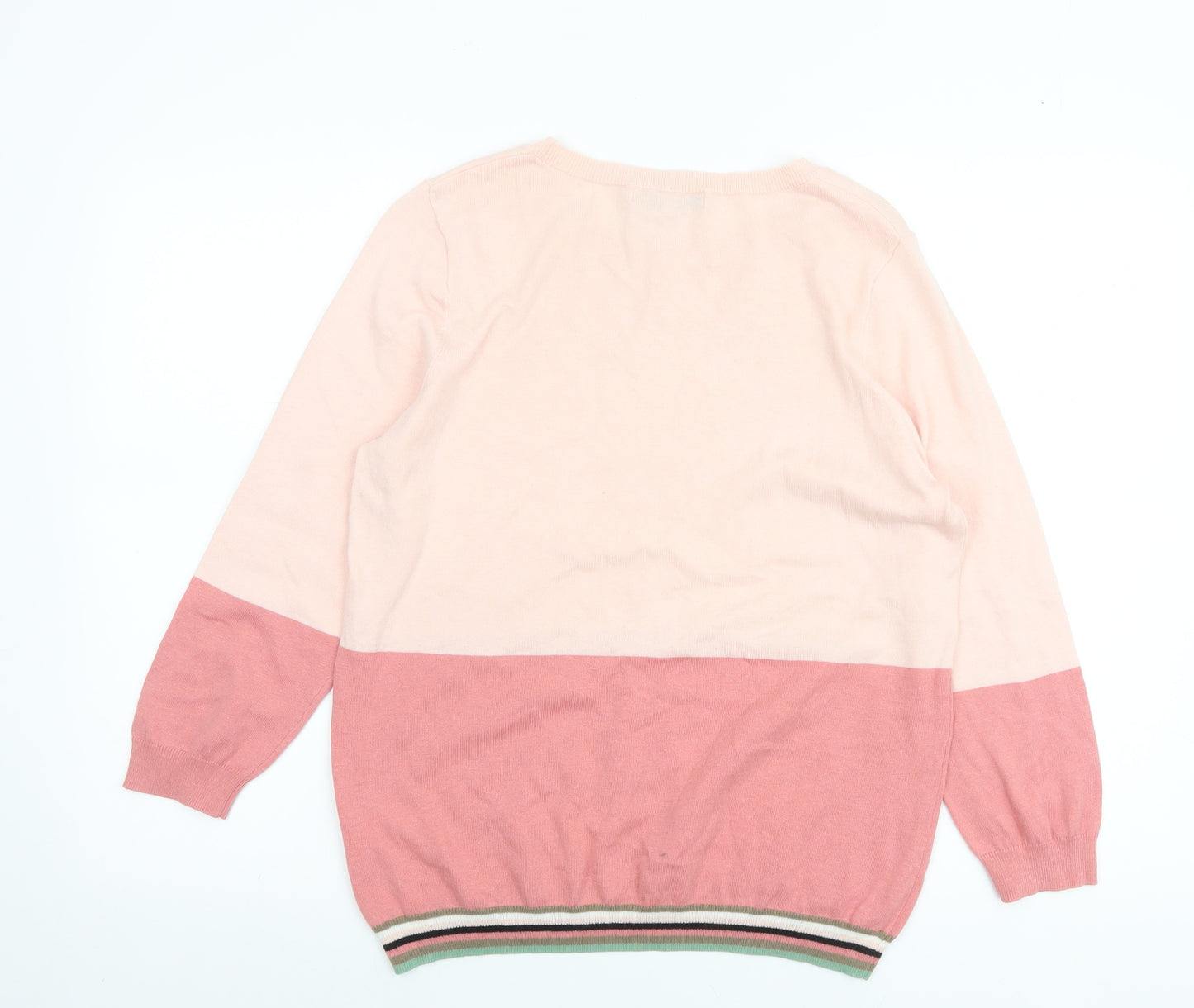 Next Women Pink Colour Block Crew Neck Jumper Size 14