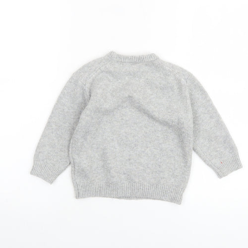 Zara Boys Grey Bear Knit Pullover Jumper 2 Years Real Skate Design