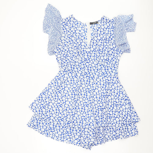 Quiz Women’s Blue Floral Skater Mini Dress Size 10