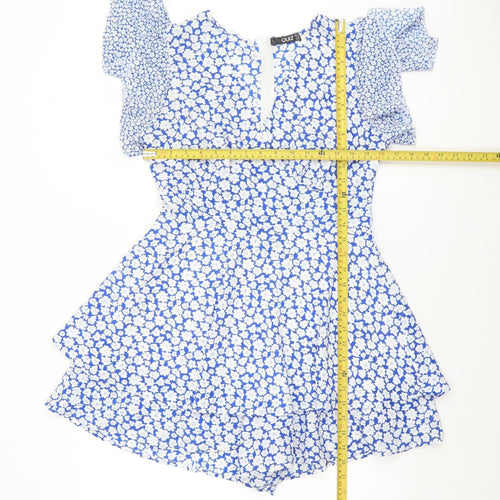 Quiz Women’s Blue Floral Skater Mini Dress Size 10