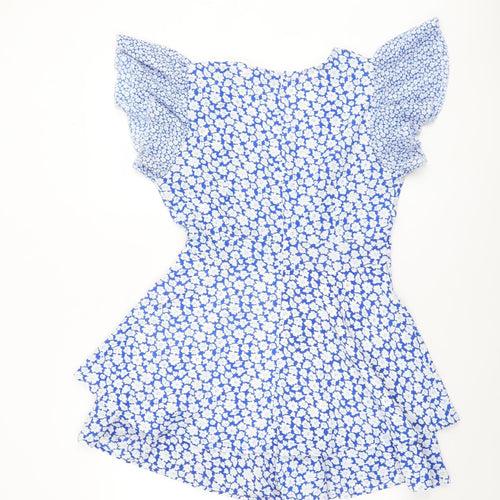 Quiz Women’s Blue Floral Skater Mini Dress Size 10