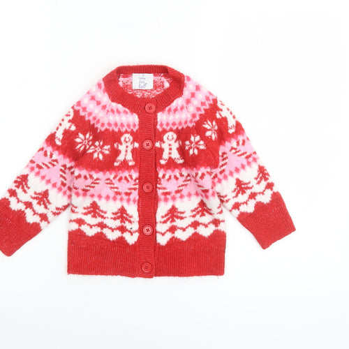 Nutmeg Girls Red Christmas Gingerbread Cardigan 1-1½ Years Acrylic Blend