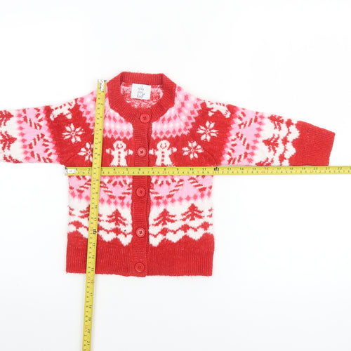 Nutmeg Girls Red Christmas Gingerbread Cardigan 1-1½ Years Acrylic Blend