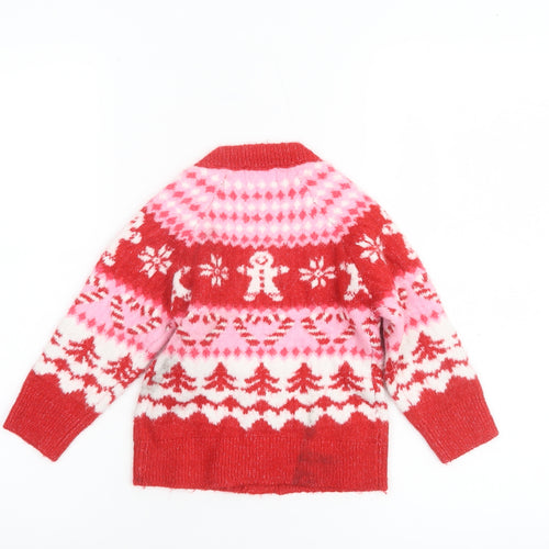 Nutmeg Girls Red Christmas Gingerbread Cardigan 1-1½ Years Acrylic Blend