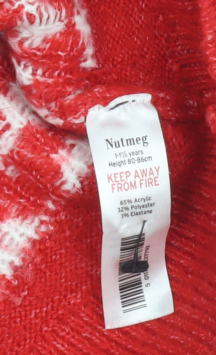 Nutmeg Girls Red Christmas Gingerbread Cardigan 1-1½ Years Acrylic Blend
